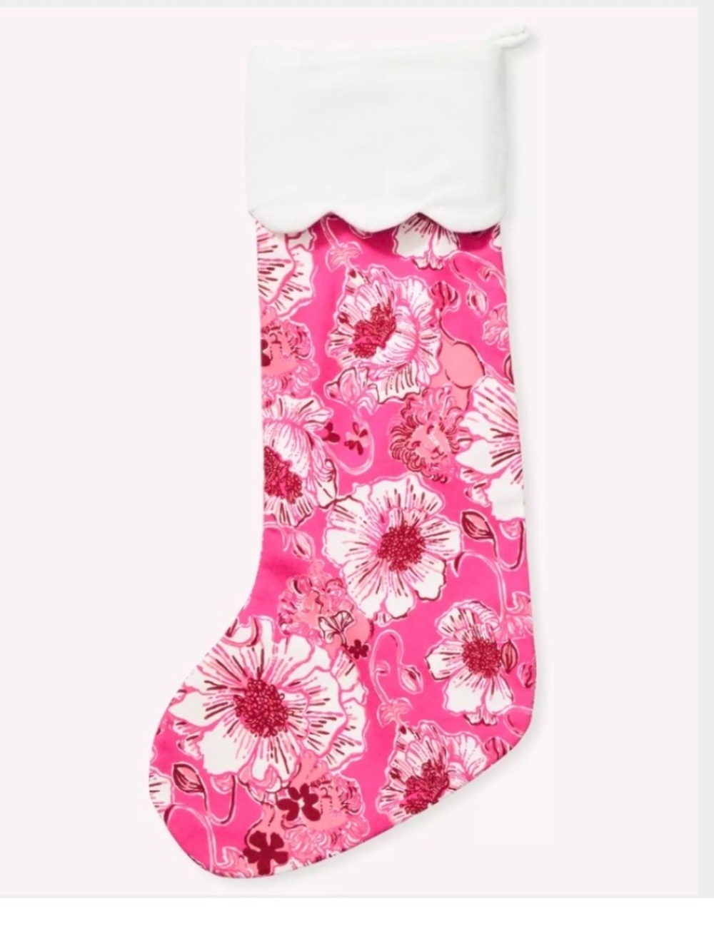 Lilly Pulitzer Printed Cotton Stocking in Sun Shell Pink Feeling Poppy.  New